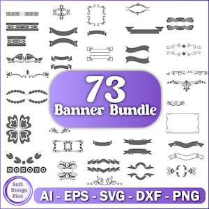 Ribbon Banner SVG Bundle: Decorative Elements, Ornaments (Instant Download)