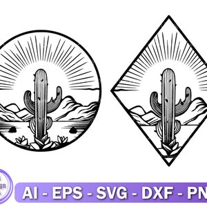 Cactus Svg, Png, Cut File, Dxf, Cricut Cuttable File, Desert Scene Svg, Cactus Scene Svg, Mountain Scene Svg, Cactus Patch Svg