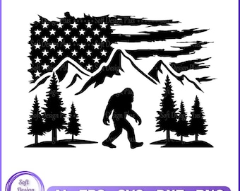 Bigfoot SVG: Sasquatch, Camping, American Flag - Cricut, Silhouette