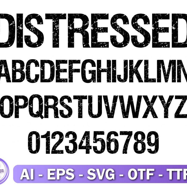Distressed Font, Svg, Distressed Alphabet, Grunge Font, Png, TTF, OTF