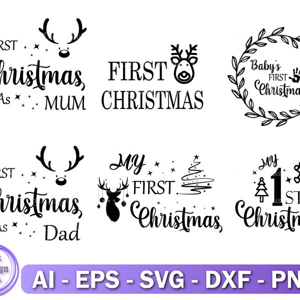 Baby’s first Christmas svg bundle, First christmas ornament svg, Baby Boy Girl 1st Christmas Sublimation Design, DXF, Files for Cricut