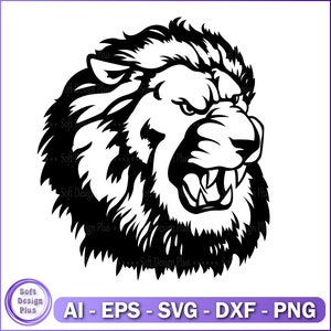 Lion Face Svg, Lion Head, Front Facing Lion, Lion png, vector, png, dxf, Lion Mascot Svg, Instant Download