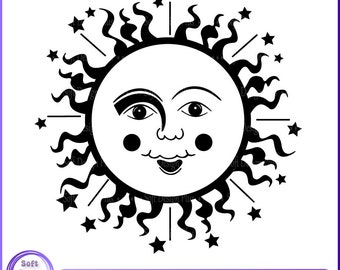 SUN SVG, Boho Sun Cut Files, Mystical Sun SVG, Magic Svg, Mystical Sun Clipart, Sunshine Svg, Cricut, Silhouette,