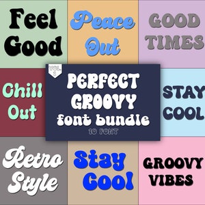 Lot de polices groovy : alphabet rétro SVG, polices Cricut (TTF)