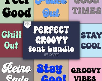 Groovy Font Bundle: Retro Alphabet SVG, Cricut Fonts (TTF)