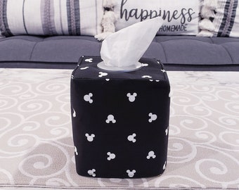 Black Chinese Silk Tissue Box Cover Plum Blossom ZSC07 