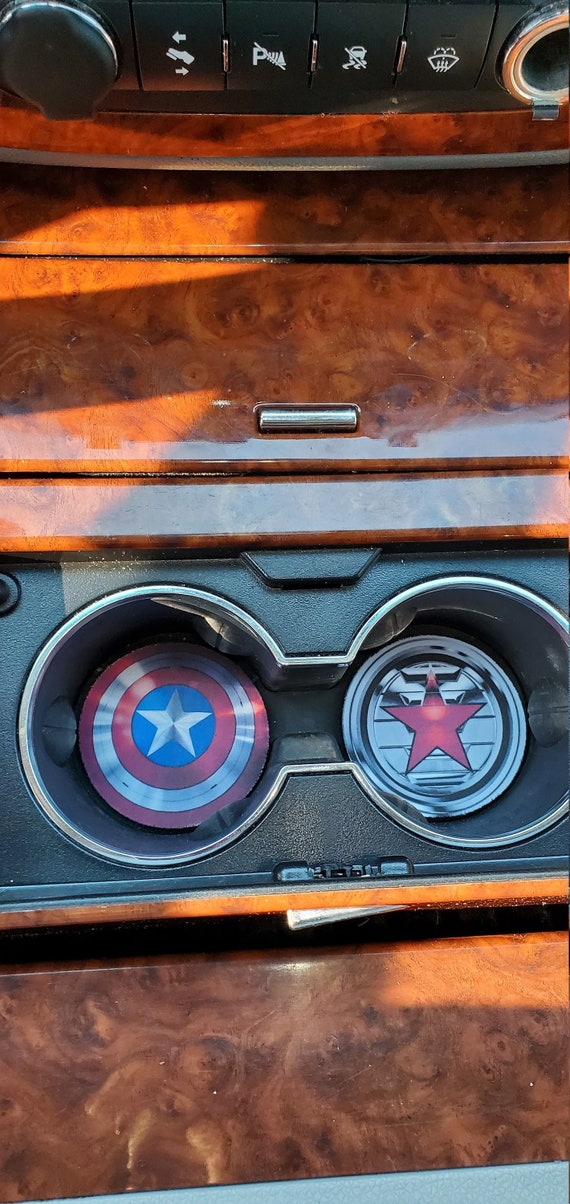 Captain America, Winter Soldier, Coaster Set, Car Accessories, Car Decor,  Car Coasters, Auto Decor, Gift for Him, Cup Holder Coaster 