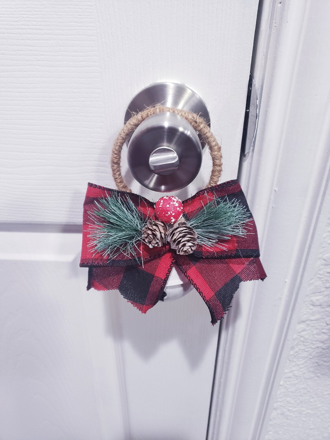 Black and Red Christmas Door Knob Hanger Door Decor Door Etsy