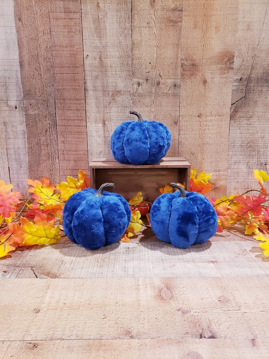Blue Minky Pumpkins , Minky Decor, Handmade, Halloween Decorations