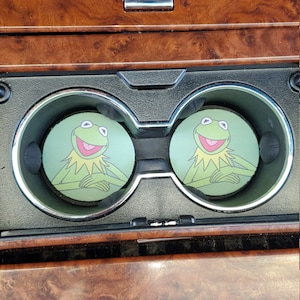 Kermit the Frog, Car Accessories, Car Decor, Car Coasters, auto decor, gift for her, cup holder coaster, personalized coaster
