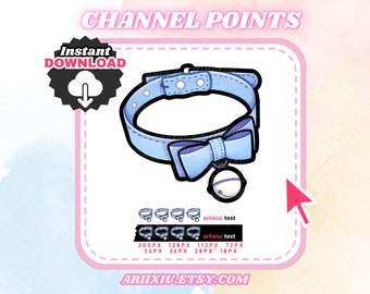 Collar de niña gato azul, ícono de puntos de canal, subtítulos, gesto, Twitch, TikTok, YouTube, Discord