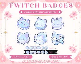 Bubble Kitty Sub Abzeichen | Bits/Kanalpunkte | Twitch TikTok YouTube Discord