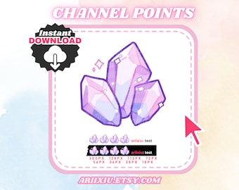 Lila Kristall Kanalpunkt Icon: Twitch, Discord, YouTube (Digitaler Download)