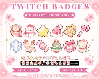 Süße Pastellfarben Twitch Badges | Winter Sub, Bits, Cheer & Channel Point Symbole (Digitaler Download)