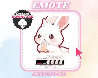 Chibi Boba Häschen Emote | Sub Bits Symbol | Twitch TikTok YouTube Discord