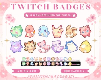 Chibi Gen One PKMN Badges: Pastel Twitch Sub/Bit Emotes (Digital Download)