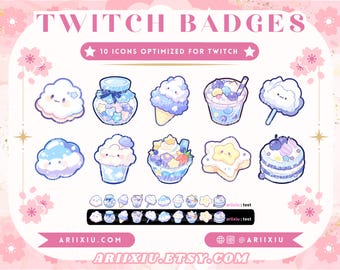 Celestial Cafe Twitch Badges: Cloud, Moon, Stars (Digital Download)