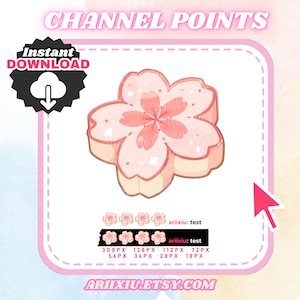 Punti biscotto Sakura / Icona punto canale Twitch / Fiore di ciliegio / Emote ruoli Discord Youtube Kick / Streaming / Giocatore / Download istantaneo