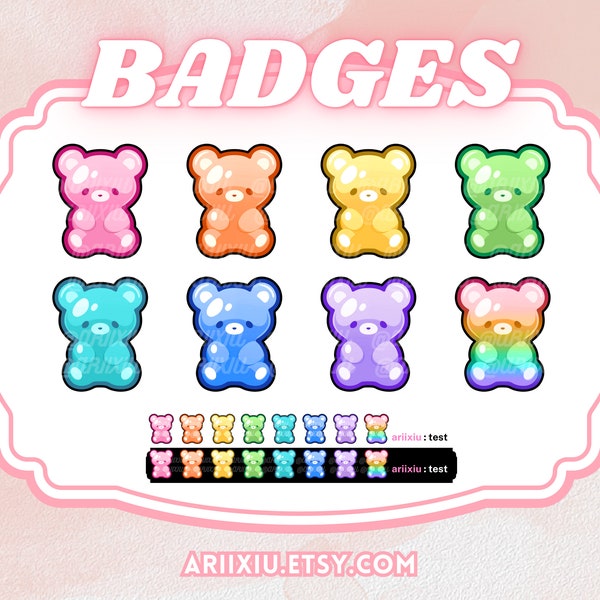 Gummy Bear Badge Pack | Candy Rewards | 18 Twitch Subscriber Badges / Bit Badges | Emotes | Channel Points | Discord Roles | Icons | YouTube