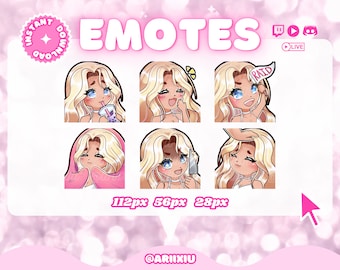 Chibi Girl Twitch Emotes: Blondes Haar, Blaue Augen, Mittlere Haut PT 2 (Digitaler Download)