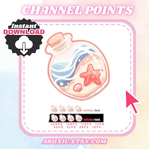 Punkty Ocean in a Bottle | Ikona punktu kanału Twitch | Role Discord | Emotka | Kopnięcie w YouTube | Streaming | Gracz | Emoji | Natychmiastowe pobieranie
