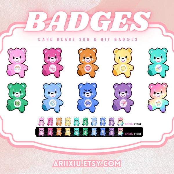 Care Bears Badges | Cute Twitch Sub Badges / Bit Badges | Channel Points | Icons | YouTube | Discord | Ready To Use