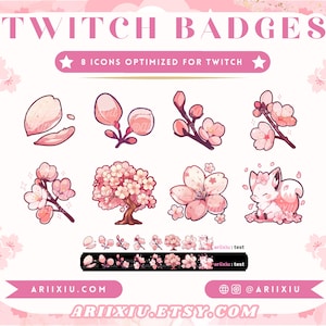 桜バッジ | 桜の美学 | かわいいTwitchサブ/ビットバッジ | チャンネルポイントアイコン | YouTube Discordロール | すぐに使用可能