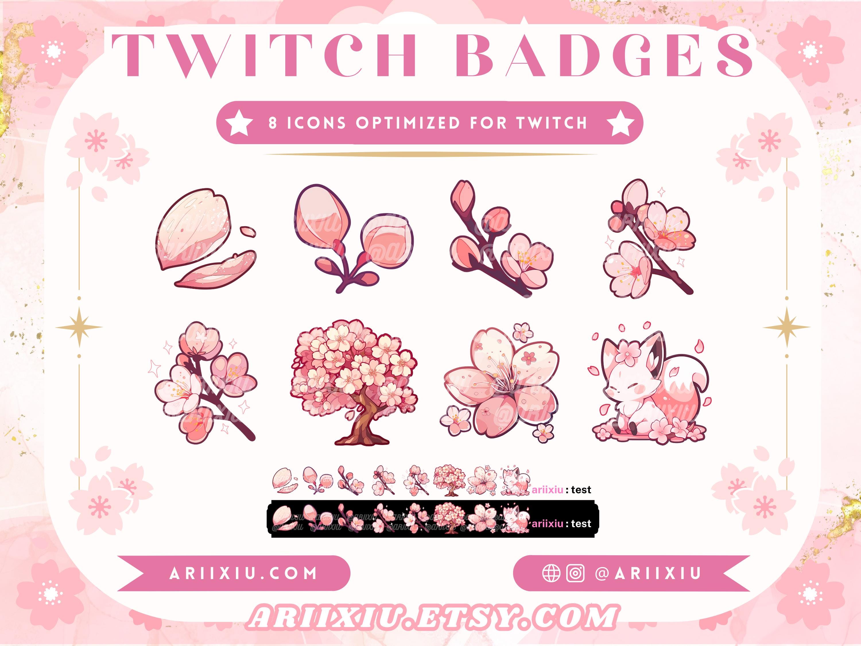 Sakura Bloom Badges | Cherry Blossom Aesthetic | Cute Twitch Sub / Bit Badges | Channel Points Icons | YouTube Discord Roles | Ready To Use