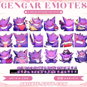 Gengar Emote MEGA Bundle | 18 Cute Emotes | Purple Ghost Gaming | Ready to Use | Twitch Discord Youtube Kick | Streaming | Gamer | Emoji