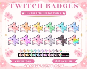 Bunt Hai Sub Abzeichen | Bits/Kanalpunkte | Twitch TikTok YouTube Discord