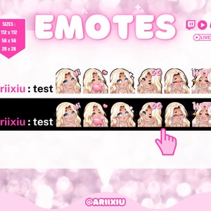 Chibi Girl Cute Twitch Discord Emote Starter Pack Streaming Gamer Streamer Blonde Hair Blue Eyes Medium Skin Tone image 2