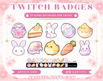 Frühlingshase Twitch Badges | Oster Abo & Bits / Channel Point Icons | TikTok YouTube Discord