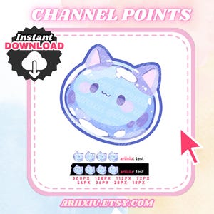 Bubbelkat | Twitch-kanaalpuntenpictogram | Leuk katje met waterdruppel | Discord-rollen | Emote | YouTube TikTok | Streamen | Direct downloaden