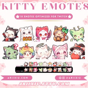 Spooky Kitty-emotebundel | Kawaii chibi halloweenkostuum katten | Twitch YouTube Discord TikTok | Streamen | Gamer | Leuke anime-emoji