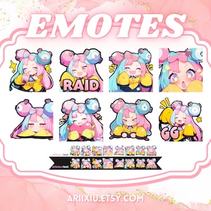Conjunto de gestos Iono / Incursión GG Hidratar Sorbo Guiño / Gestos de chica anime linda kawaii / Listo para usar / Twitch Youtube Kick Discord / Transmisión / Emoji