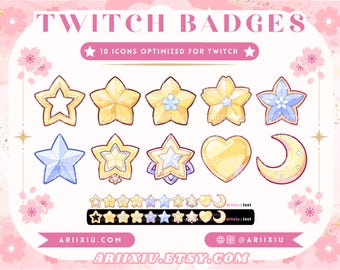 Himmlische Stern und Mond Sub Abzeichen | Bits/Kanalpunkte | Twitch TikTok YouTube Discord