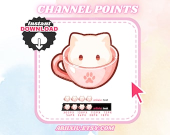 Icono de puntos del canal Kitty Latte / Bits / Cheer / Insignia de suscriptor / Twitch, Discord, YouTube