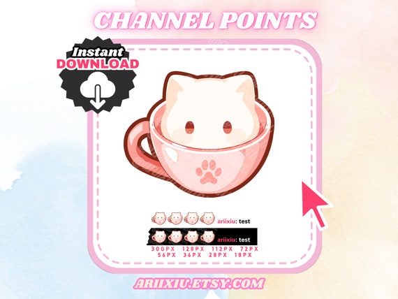 Kitty Latte Channel Points Icon | Bits / Cheer / Sub Badge | Twitch, Discord, YouTube