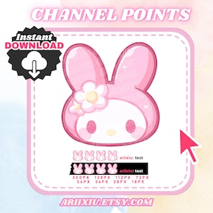 Pink Bunny Points | Twitch Channel Point Icon | Discord Roles | Emote | YouTube Kick TikTok | Streaming | Gamer | Emoji | Instant Download