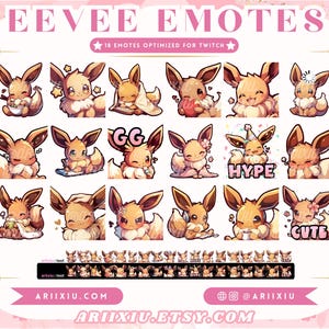 Paquete MEGA de emoticones de Eevee / 18 emoticones adorables / 9 stickers adicionales para el servidor de Discord / Listo para usar / Twitch, YouTube, Streaming, Gamer, Emoji