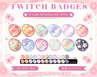Bunte Ostereier Twitch Badges: Spring Streamer Icons (Digitaler Download)