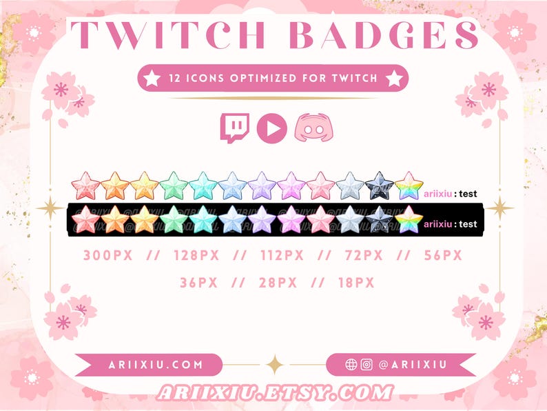 Colorful Star Twitch Badges | Sub, Bits, Cheer, Channel Points Icons ...