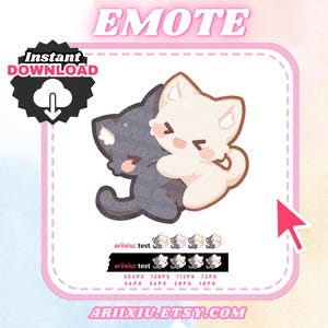 Emote de abrazos de gatito / Emote de gato chibi de anime lindo / Servidor de Discord / Emoji de YouTube kawaii / Emoji adorable de transmisión de amor / Prefabricado