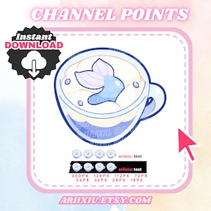 Mermaid Latte | Coffee Tea Twitch Channel Point Icon | Discord Roles | Emote | Youtube Kick | Streaming | Gamer | Emoji | Natychmiastowe pobieranie