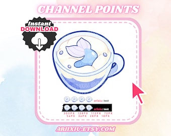 Mermaid Latte Channel Point Icon: Kawaii P2U Emote (Digitaler Download)