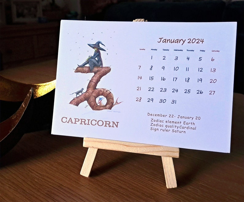 2024 Witch Zodiac Sign Calendar Witchy Desk Calendar Etsy