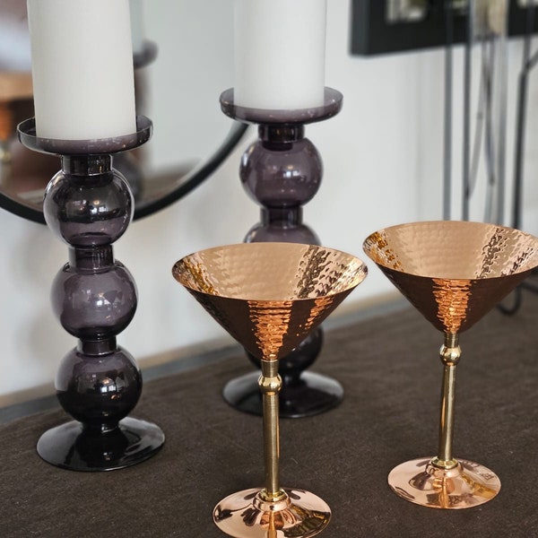 Handmade Pure Copper Martini Glasses (set of 2), 7th Wedding Anniversary Gift, Housewarming Gift.