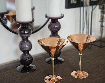 Handmade Pure Copper Martini Glasses (set of 2), 7th Wedding Anniversary Gift, Housewarming Gift.