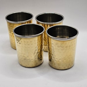 Vintage Style Home Decorative Brass Water Tumbler Nice Hand Carving Brass  Kitchen Utility Glass Indian Traditional Brass Tumbler G66-931 
