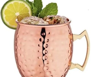Handmade Moscow Mule Copper Mugs (Set of 2), 7th Wedding Anniversary Gift, Birthday Gift, Valentine&#39;s gift.